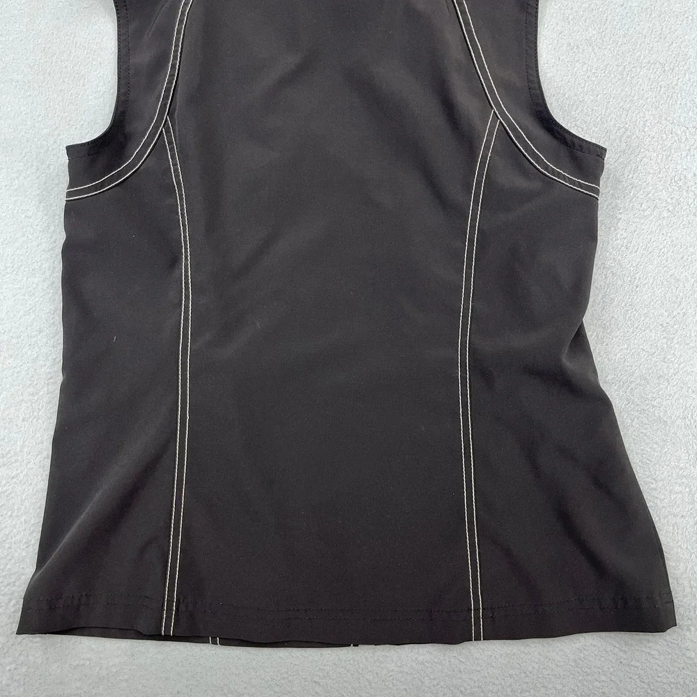 Chico's Zenergy Golf Women's Black Full Zip Vest Size 0 Mock Neck Contrast